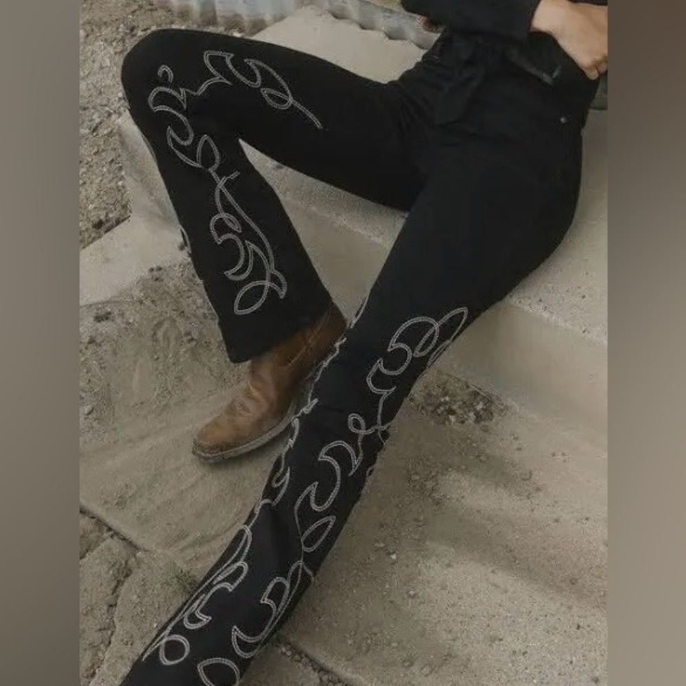Black Pants with White Embroidery - MIRANDA LAMBERT
